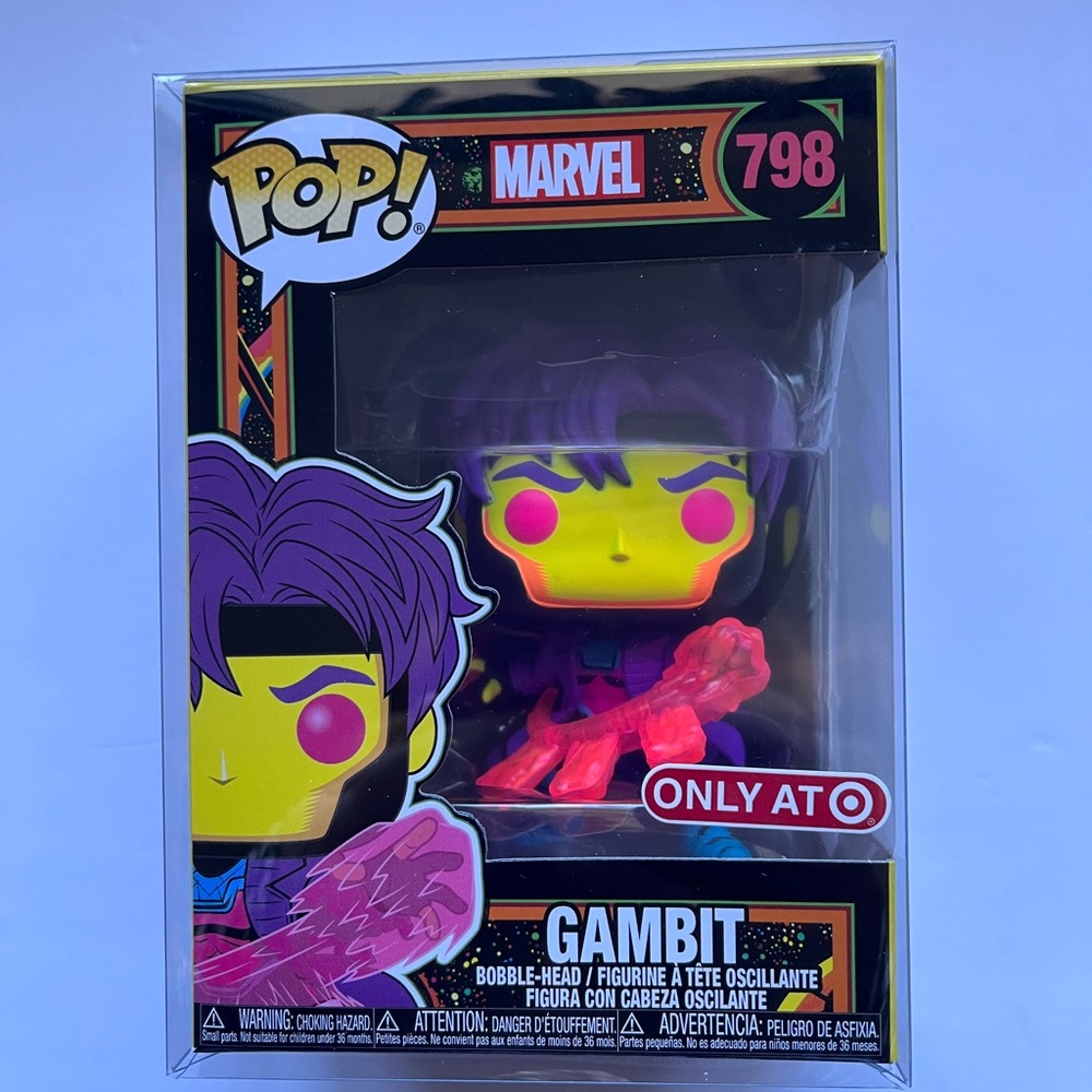 Funko Blacklight Marvel Gambit 798 Pop, Bobble-Head/Figurine. Sealed, NIB